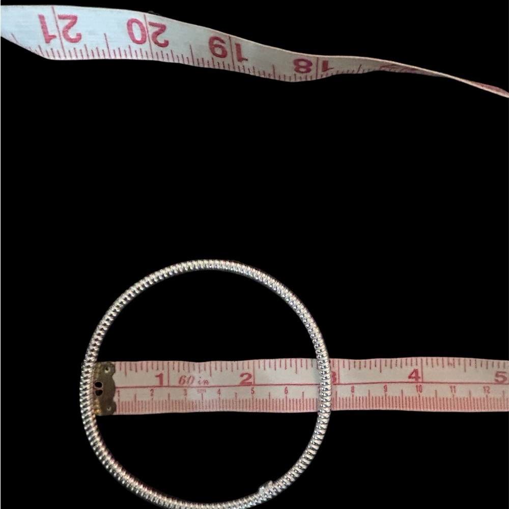 Vintage Sterling Silver 925 Thailand Ribbed Snake Gas Pipe Bangle Bracelet - Picture 2 of 6